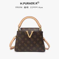 Sezoninė nauja madinga moteriška rankinė, klasikinė spausdinta viena peties maža kvadratinė rankinė, nišinė moteriška madinga grandinėlės crossbody rankinė 22*9*14 tamsiai ruda spalva