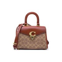 Coach Sammy 22 Klasikinis monogramos raštas Auksinis logotipo užraktas Atvartas Odinė rankinė Moteriškos rankinės Bordo rudos spalvos CJ831-B4NQ4 Basic Set (Bag+Dust Bag)