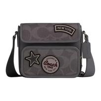 Coach Sullivan 20 monogramos patchwork dirbtinės odos ir karvės odos peties/kryžinė rankinė Didelės vyriškos rankinės Pilka Bronzinė CCG29-QBGRM Basic Set (Bag+Dust Bag)