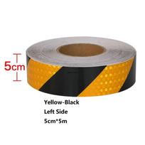 5cm/10cm/15cm/20cm*5m Atšvaitinė juosta Geltonai-juoda Kairė arba dešinė Įstrižinė Vandeniui atspari Saugos įspėjimas Lipni Atšvaito lipdukas