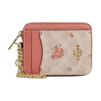 Coach Gėlėto Rašto Metalo Logotipo Dizaino Odinė Piniginė Kortelių Laikiklis Moteriškos Piniginės Rožinė CAU45-IMSAS Gift Box Sets (Basic Set+Black Box)
