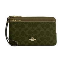 Coach Dvigubo Užtrauktuko Piniginė 20 Moteriška Piniginė Auksinė Alyvuogių Žalia CX161-IMOLV Olive Green