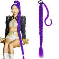 90 cm Helovino kostiumų rekvizitas Kpop demonų medžiotojai Rumi violetinis ilgas pintas arklio uodegos perukas aksesuaras
