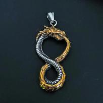 Norse Dragon Necklace Stainless Steel Men Vintage Self-Devourer Ouroboros Pendant Necklace Hip Hop Biker Jewelry Silver