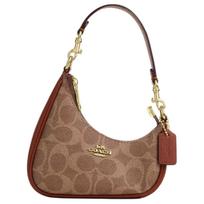 Coach Teri 14 Metal Logo Coated Canvas And Leather Mini Shoulder Bag Women shoulder bag Caramel CBL07-IMXIS Basic Set (Bag+Dust Bag)