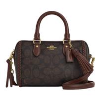 Rankinė Coach Rowan 18 Classic Logo su kutų detalėmis iš dirbtinės odos Maža moteriška rankinė riešuto ir klevo rudos spalvos CCF30-IMYF3 Gift Box Set (Basic Set+Yellow Box)