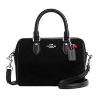 Coach Rowan 18 Vyšnių Žiedų Pakabukas Bowlingo Rankinė Suede ir Lygios Odos Crossbody Rankinė Maža Moteriška Rankinė Juoda CDC93-SVBK Basic Set (Bag+Dust Bag)