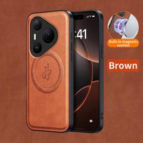 Wireless Charging Magnetic Case for Huawei Pura 80 Pro 80 Ultra P80 Protective Cover PU Leather Shell Coque Funda Huawei Pura 80 mėlyna