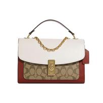 Coach Lane 26 Grandinėlė Auksinė Sagtis Monogramos Odinė Rankinė ant Peties Crossbody Vidutinio Dydžio Moteriškos Rankinės Šviesiai Chaki Balta C8207-IMLOT Basic Set (Bag+Dust Bag)