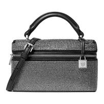 Michael Kors MK Jana Lock Rankinė per petį su sidabriniais metaliniais elementais Suede Mini Rankinė Moteriškos rankinės Juoda 32F5SQ1C1U-BLACK Basic Set (Bag)