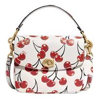 Coach Cassie 20 vyšnių rašto atvartas su užraktu odinė rankinė per petį maža moteriškos rankinės Balta Raudona CA831-B4HA Basic Set (Bag+Dust Bag)