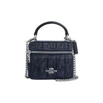 „Coach“ mini rankinė per petį, moteriškos rankinės per petį, sidabriškai mėlynos spalvos, CAQ00-SVDE Gift Set (Box+Pocket Mirror)
