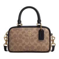 Coach Rankinė 18 Logotipas Užtrauktuko užsegimas Dengtas drobės Peties Crossbody rankinė Mažos moteriškos rankinės Chaki spalvos CW197-IMQRX Basic Set (Bag+Dust Bag)