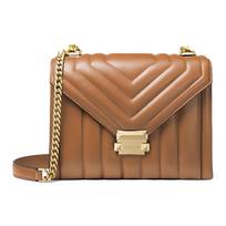 Michael Kors Mk Whitney Chain Commuter Vintage Classic Quilted Lambskin Envelope Shoulder Bag Women bags Caramel-Brown 30F8GXIL3T-203 Basic Set (Bag+Dust Bag)
