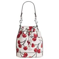 Coach Cherry Print Leather Bucket Bag Mini Women handbags Chalk CY739-SVCAH Basic Set (Bag+Dust Bag)