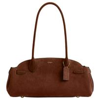 Coach Empire Dėtuvė 34 Logotipas Suede Oda Pečių krepšys Didelis Moteriškas pečių krepšys Ruda CBN41-B4WBR Gift Box Sets (Basic Set+Black Box)