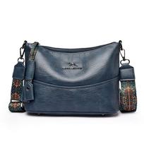 Retro Soft Leather Crossbody Bag with Adjustable Patterned Strap and Large Capacity juoda