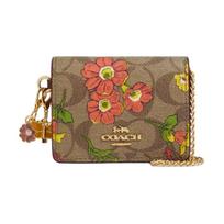 Coach Dėžutėje 10 Gėlių rašto Grandinėlės peties dirželis Signature drobės crossbody piniginė Moteriška piniginė Auksinė Chaki Daugiaspalvė CR949-IME7V Gold & Khaki & Multicolor