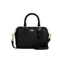 Treneris Rowan Auksinis Logotipas Prekės Ženklo Spaudinys Oda su Tekstūra Bowlingo Krepšys Per Petį Crossbody Rankinė Maža Moteriška rankinė Juoda CCF28-IMBLK Basic Set (Bag+Dust Bag)