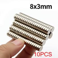 8x3mm Super stiprus neodimio magnetas N35 NdFeB Nuolatinis magnetinis imanes Apvalus galingi magnetai Šaldytuvo magnetas