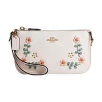 Coach Nolita 19 Classic Floral Decor Zip Closure Leather Detail Clutch Small Women clutch White C9924-IMOTV Basic Set (Bag+Dust Bag)