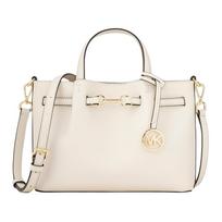 Michael Kors MK Carson Centre Logo pakabukas Odinė pirkinių rankinė Maža moteriška pirkinių rankinė Smėlio spalvos 35S5G2ZS5T-BEI Basic Set (Bag) white