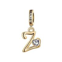 S925Silver Rose Gold Light Gold Tone 26 Letter English Pendant Charm Fit Bracelets Necklaces DIY Jewelry Accessories