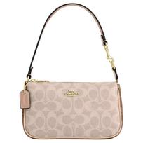 Coach Nolita 19 Signature Print Užtrauktuko Užsegimas Padengto Drobės Pečių Krepšys Moteriškas Pečių Krepšys Smėlio spalvos CY236-IMXI9 Basic Set (Bag+Dust Bag)
