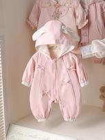 Newborn Baby Girl Sweet Hooded Romper Windbreaker - Spring/Autumn Outerwear Size 90