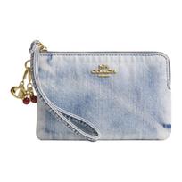 Coach 16 Senovinis Meilės Pakabukas Kampo Apdaila Užtrauktuko Audinio Sankabėlė Maža Moteriška Sankabėlė Šviesiai Indigo CEF82-IMNIM Basic Set (Bag+Dust Bag)