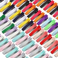 100Pcs Metal Alligators Hair Clip Flat Top Hair Grip Cover Grosgrain Ribbon Hair Barrettes Fashion Alligators Hair Clip 1