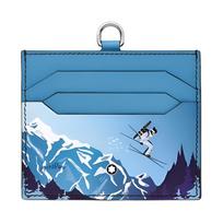 Montblanc raštų spaudos 6 kortelių laikiklio odinė piniginė Vyriška piniginė Mėlyna 130037 Gift Set(Basic Set+Box+Shopping Bag)