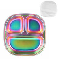 304 nerūdijančio plieno padalintos vakarienės lėkštės Žvilganti 3 skyrių maisto padėklas Suaugusiems/Vaikams 1Pc Plate with Lids