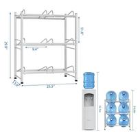 5-gallon (approximately 15.7 liters) water bottle rack, 3-layer water bottle holder, suitable for 6 bottles with a lift sidabras