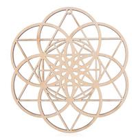 Medinis sienos ženklas Gyvybės gėlės forma Lazeriu išpjautas medžio sienos menas Namų dekoras Rankų darbo padėkliukai Rankdarbiai Šventosios geometrijos ornamentas