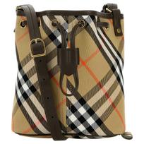 Burberry Auksinės Metalinės Apdailos Medvilninė Kibiro Formos Pečių Rankinė Moteriška Pečių Rankinė Ruda 80938041 Basic Set (Bag+Dust Bag)