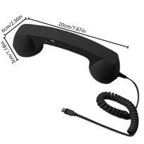 Type-C RetroTelefono Adapteris Vielinio Telefono Keitiklis su Mikrofonu Rageliu Klasikinis Namų Biuro Kelioninis Stalo Telefono Aksesuaras Dovana juoda