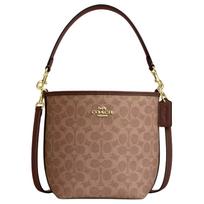 Coach City Bucket 17 Monogramos Metalinis Logotipas Signature Dengto Drobės Rankinė Per Petį Mažos Moteriškos Rankinės Ruda CT800-IMXHE Gift Box Set (Basic Set+Yellow Box)