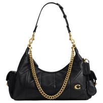 Coach Kišenė 30 Dygsniuotos Detalės Vidinis Spaudžiamas Kišenė Avikailio Odos Peties Rankinė Didelė Moteriška Peties Rankinė Juoda CDZ71-B4BK Basic Set (Bag+Dust Bag)