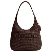 Coach Brooklyn 34 Magnetinis užsegimas Šiaudinis ir rafinuotos veršio odos Pečių krepšys Didelis moteriškas pečių krepšys Tamsiai rudas CDZ38-B4MPL Basic Set (Bag+Dust Bag)