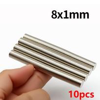 8x1mm Super stiprus neodimio magnetas N35 NdFeB Nuolatinis magnetinis imanes Apvalus galingi magnetai Šaldytuvo magnetas