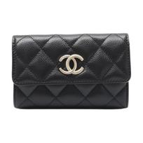 Chanel Logotipo dygsniuota veršio odos kortelių dėklas Moteriški aksesuarai Juodas AP4905-B22098-94305 Basic Set (Bag+Dust Bag)