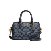 Coach Rowan 18 Klasikinis monogramos žakardo užtrauktuku užsegamas rankinis krepšys Moteriškas rankinis krepšys Džinsų mėlynumo CH370-IMDEI Basic Set (Bag+Dust Bag) black