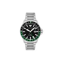 Emporio Armani Business serijos laikrodis Kvarcinis mechanizmas Nerūdijančio plieno apyrankė 42 mm Juodas ciferblatas Vyriški laikrodžiai Sidabrinis AR11589-CLG Regular Watch Box