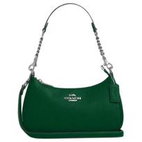Coach Teri 24 Prekės ženklo Metalinis Logotipas Odinė Peties Rankinė Vidutinio Dydžio Moteriška Peties Rankinė Žalia CV934-SVQRJ Basic Set (Bag+Dust Bag)