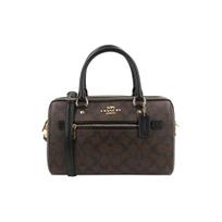 Rankinė moterims Coach Rowan 27, monogramos rašto, su užtrauktuku, padengto audinio ir lygios odos, Boston tipo, tamsiai rudos spalvos 83607-IMAA8 Basic Set (Bag+Dust Bag) gray