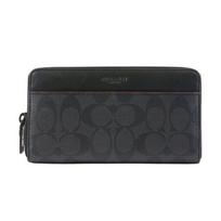 Coach Akordeono tipo piniginė 20 Klasikinis monogramos logotipas įspaustas dengtas drobės delninė Vyrų piniginės Pilka Juoda 25517-N3A Gift Box Set (Basic Set+Yellow Box) black
