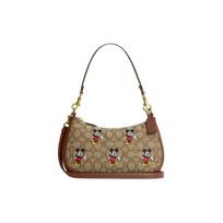Coach X Disney Teri 25 Klasikinis Monogramos Princo Pelės Spaudinys Metalinės Detalės Audinys Ir Oda Pečių Krepšys Moteriškas Pečių Krepšys Rudas CM196-B4R3U Basic Set (Bag+Dust Bag)