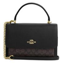 „Coach Klare 25“ auksinė drobinė rankinė su užsegimu, vidutinio dydžio, riešuto spalvos, su drobės užsegimu ir auksu. Basic Set (Bag+Dust Bag)