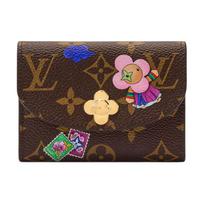 Louis Vuitton Rosalie Korėjos riboto leidimo Auksinis prekės ženklo talismanas Aksesuaras Dengto audinio monetinė Piniginė moterims Ruda Rožinė M26626 Box(Basic Set+Box)